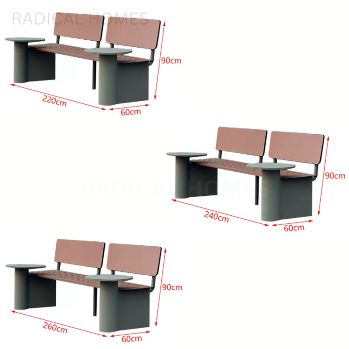 ORA Modern Outdoor Bench With Side Tables