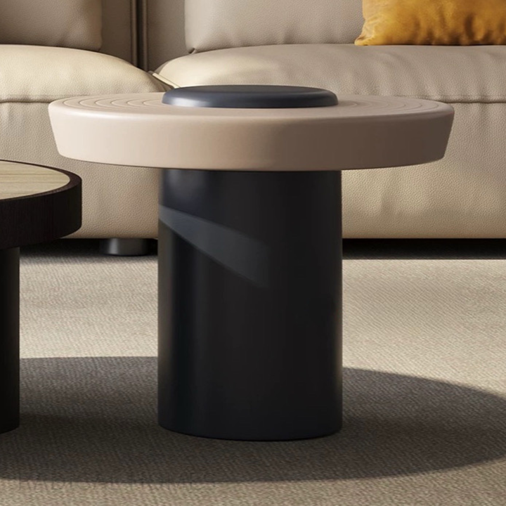 LUCIDO Modern Travertine Round Coffee Table Set