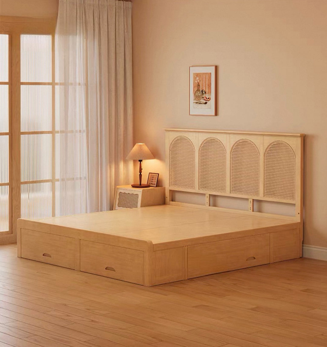 MENADE Rustic Bedframe With Storage