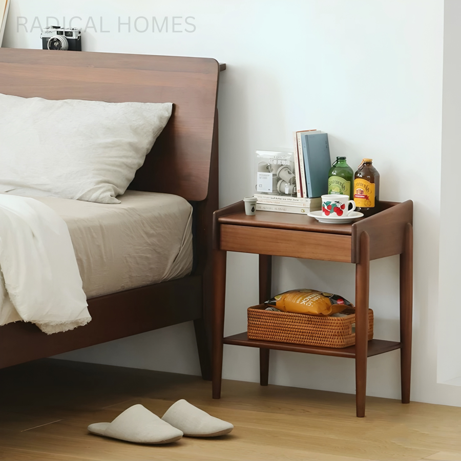 RUBI Rustic Solid Wood Bedside Table - Radical Homes Singapore