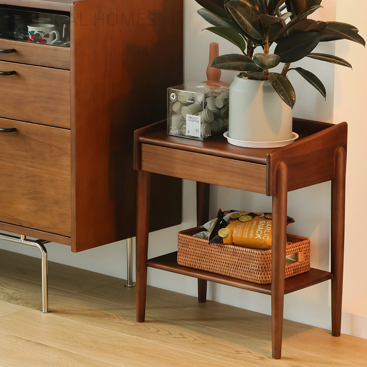 RUBI Rustic Solid Wood Bedside Table - Radical Homes Singapore