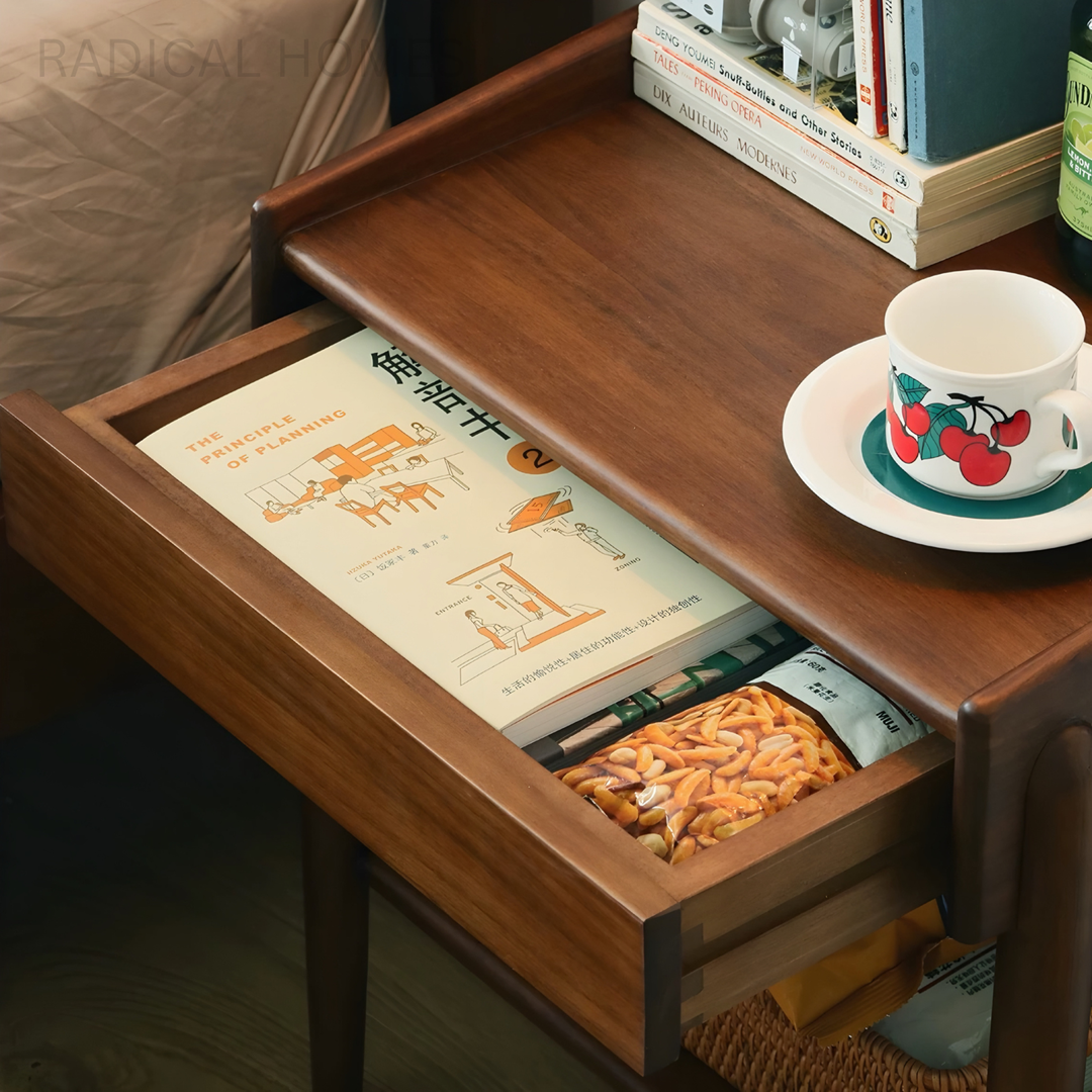 RUBI Rustic Solid Wood Bedside Table - Radical Homes Singapore
