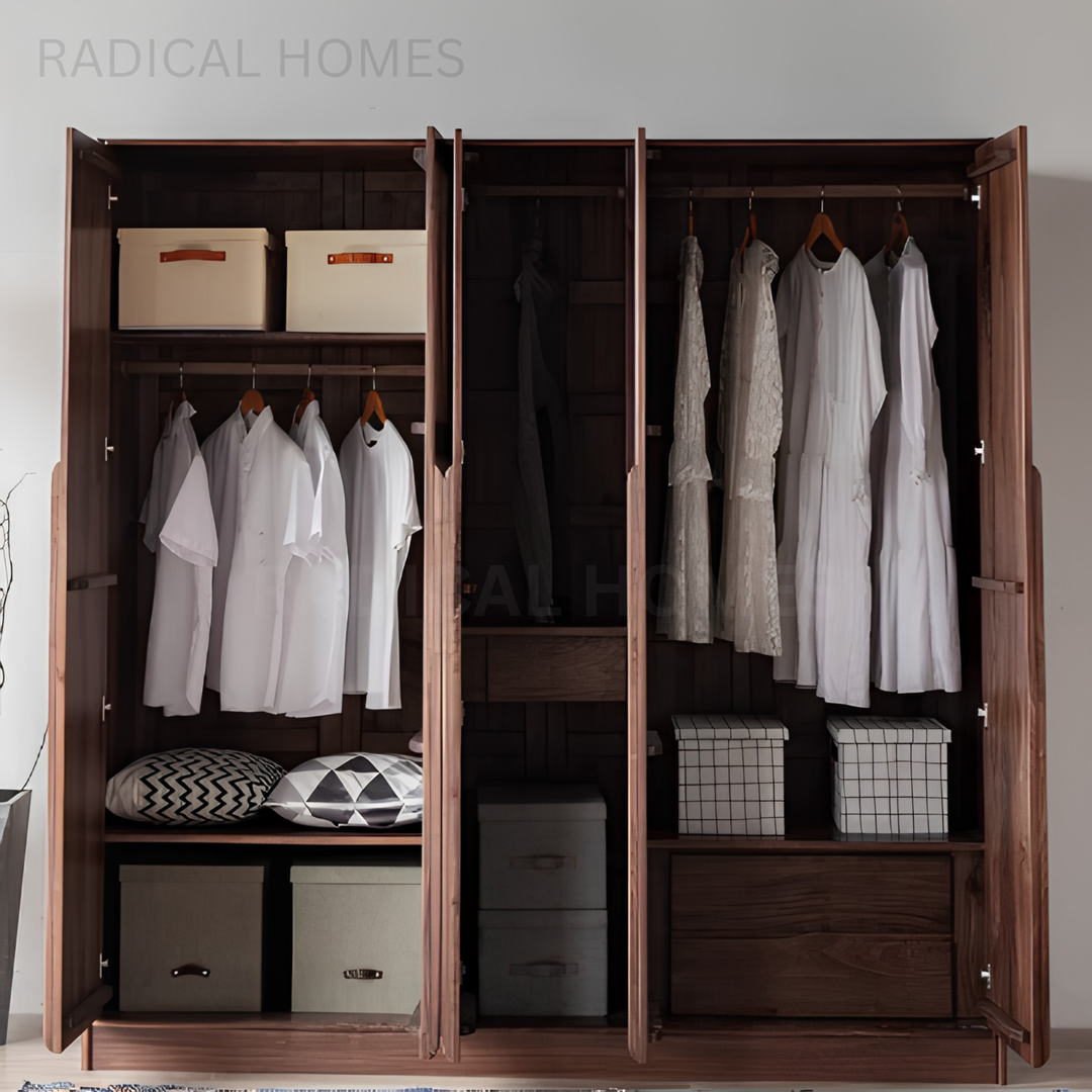 LANSE Modern Black Walnut Wood Wardrobe