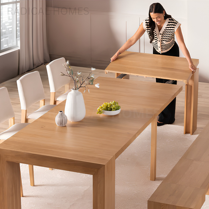 KADEN Modern Solid Wood Extendable Dining Table