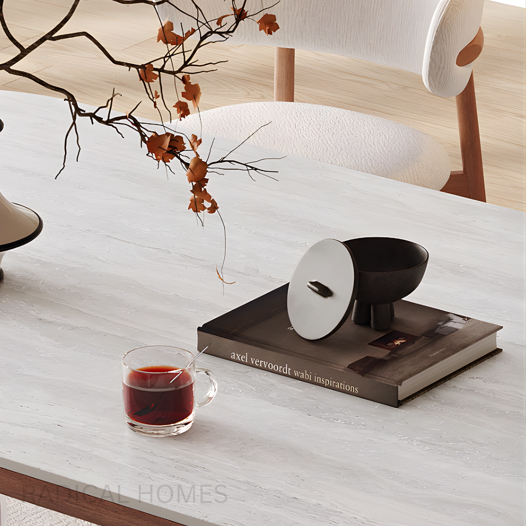 LAVENO Travertine Sintered Stone Dining Table and Chair Set