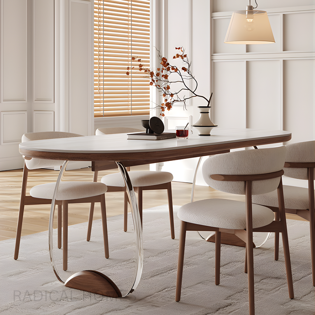 LAVENO Travertine Sintered Stone Dining Table and Chair Set
