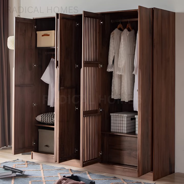 LANSE Modern Black Walnut Wood Wardrobe