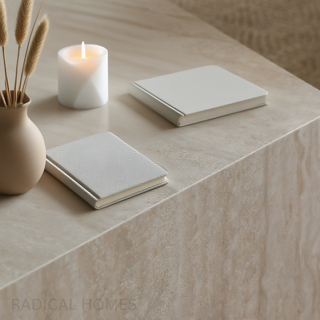 TESSERA Modern Travertine Sintered Stone Coffee Table