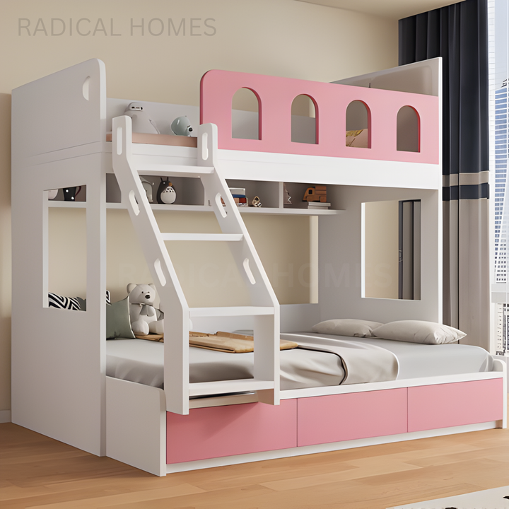 HAYES Modern Solid Wood Bunk Bedframe - Radical Homes Singapore