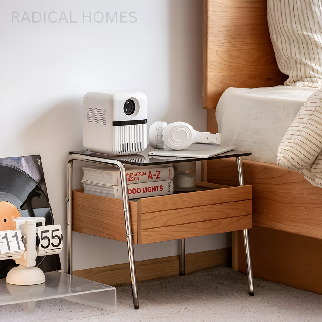 KURATE Modern Solid Wood Bedside Table