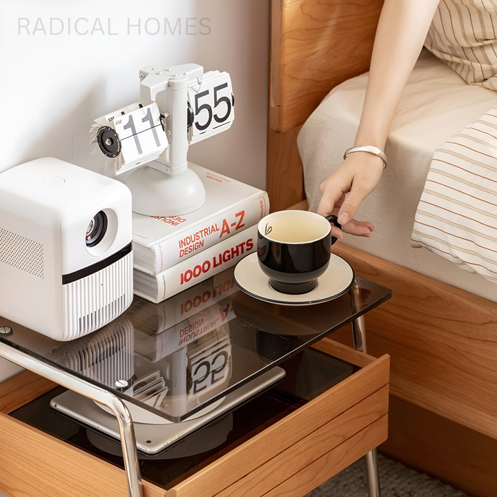 KURATE Modern Solid Wood Bedside Table