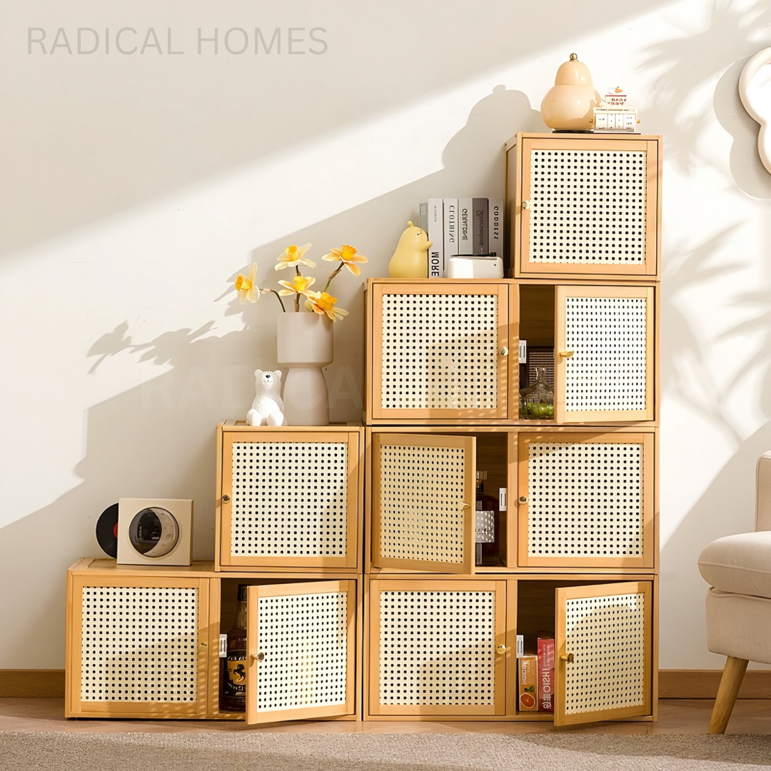 JANGEE Rustic Rattan Display Cabinet - Radical Homes Singapore