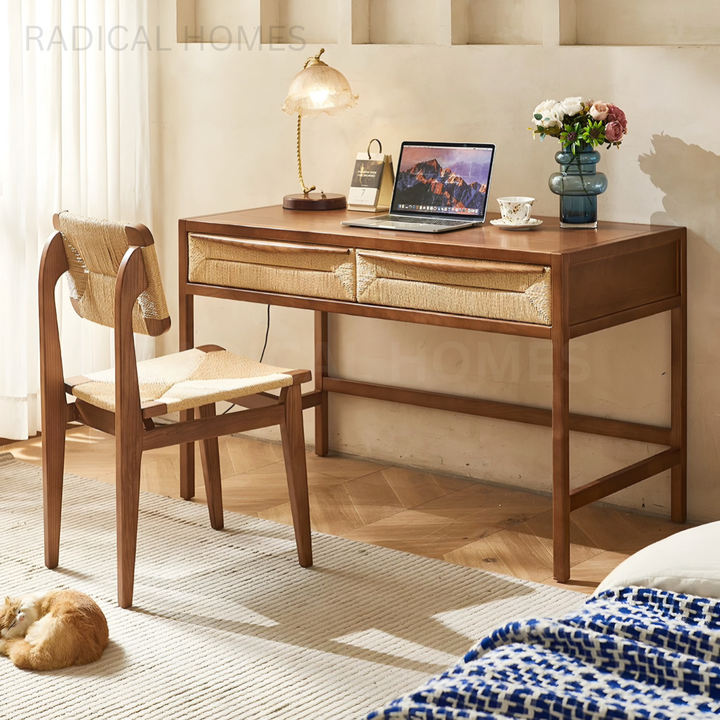 REVELLE Nordic Rattan Study Table