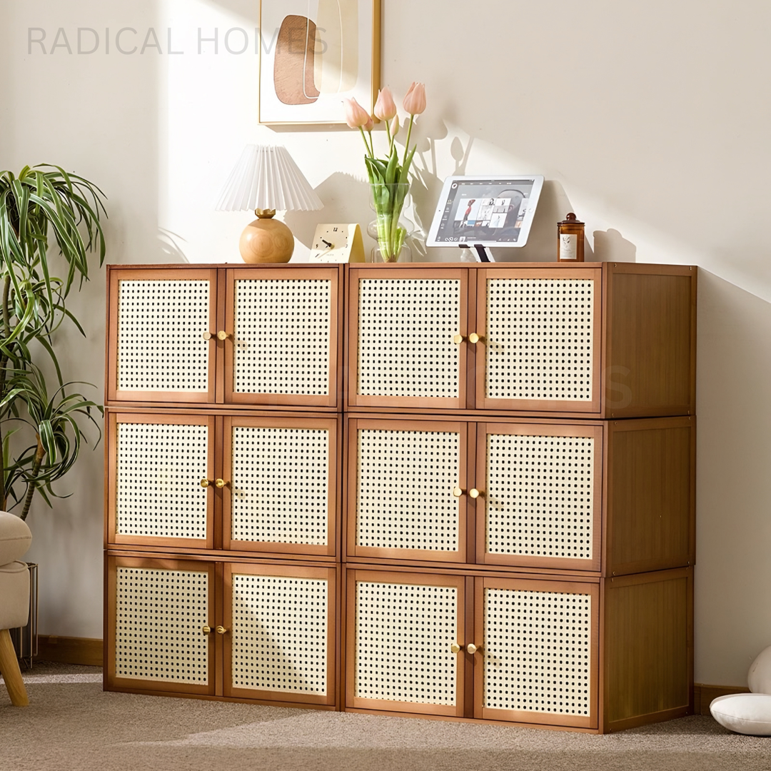 JANGEE Rustic Rattan Display Cabinet - Radical Homes Singapore