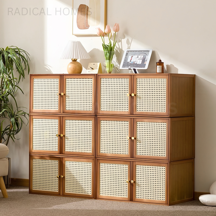 JANGEE Rustic Rattan Display Cabinet - Radical Homes Singapore