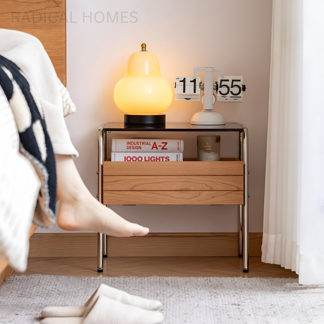 KURATE Modern Solid Wood Bedside Table