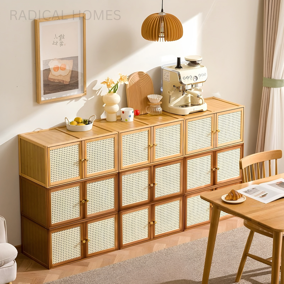 JANGEE Rustic Rattan Display Cabinet - Radical Homes Singapore