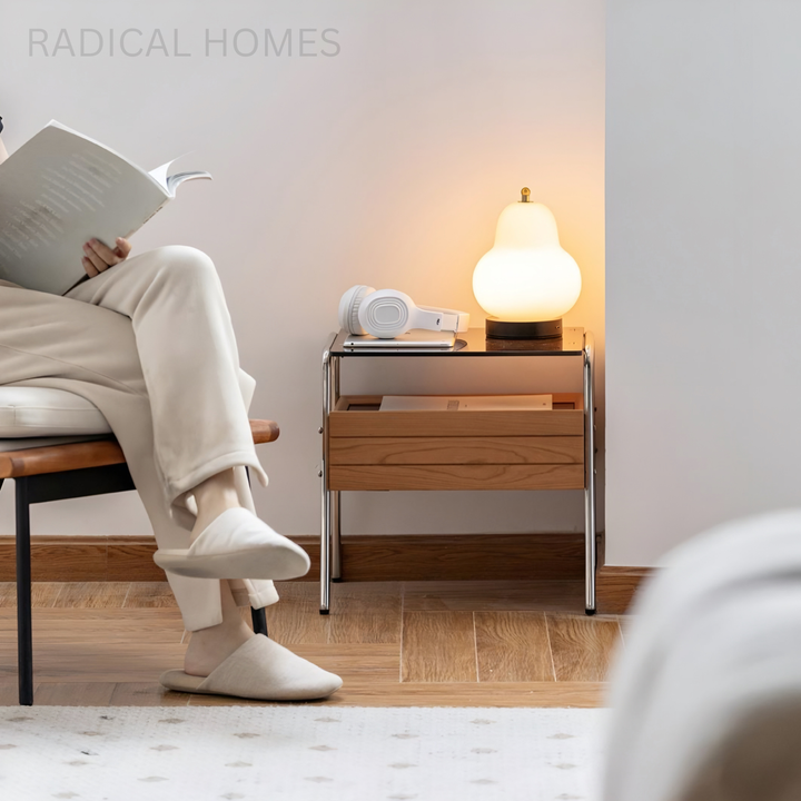 KURATE Modern Solid Wood Bedside Table