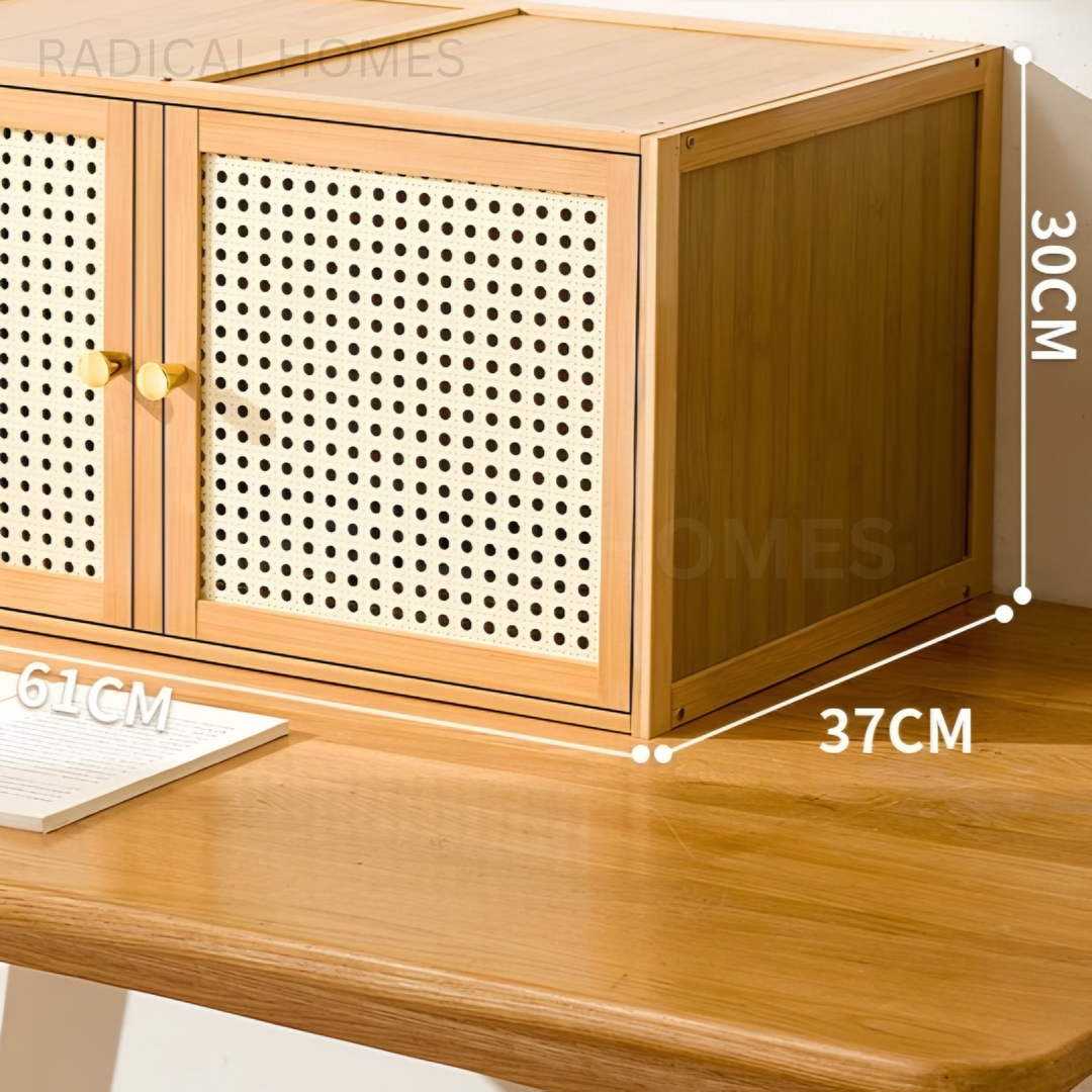 JANGEE Rustic Rattan Display Cabinet - Radical Homes Singapore