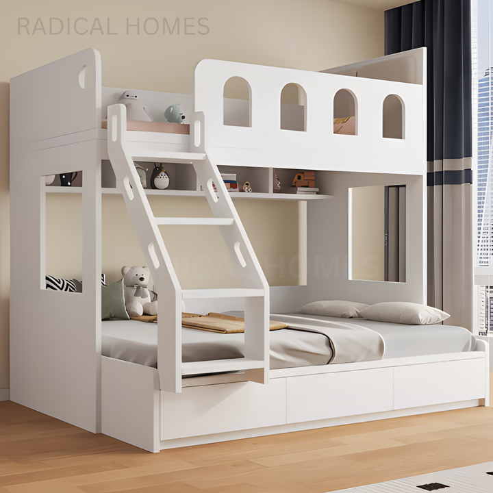 HAYES Modern Solid Wood Bunk Bedframe - Radical Homes Singapore