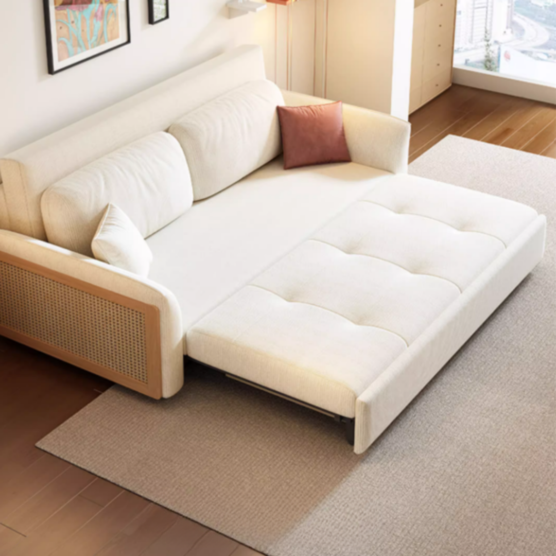 LORA Modern Rattan Storage Sofa Bed