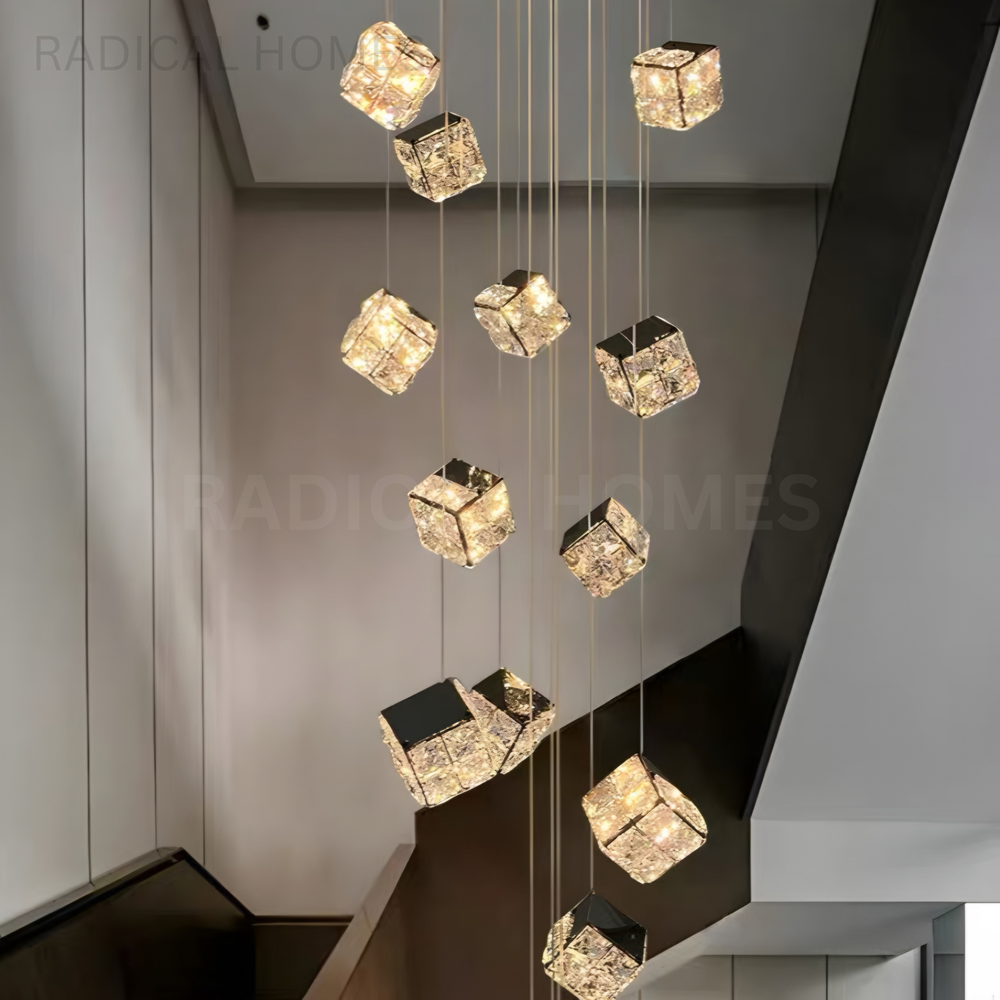 VELTARO Modern Crystal Staircase Chandelier - Radical Homes Singapore