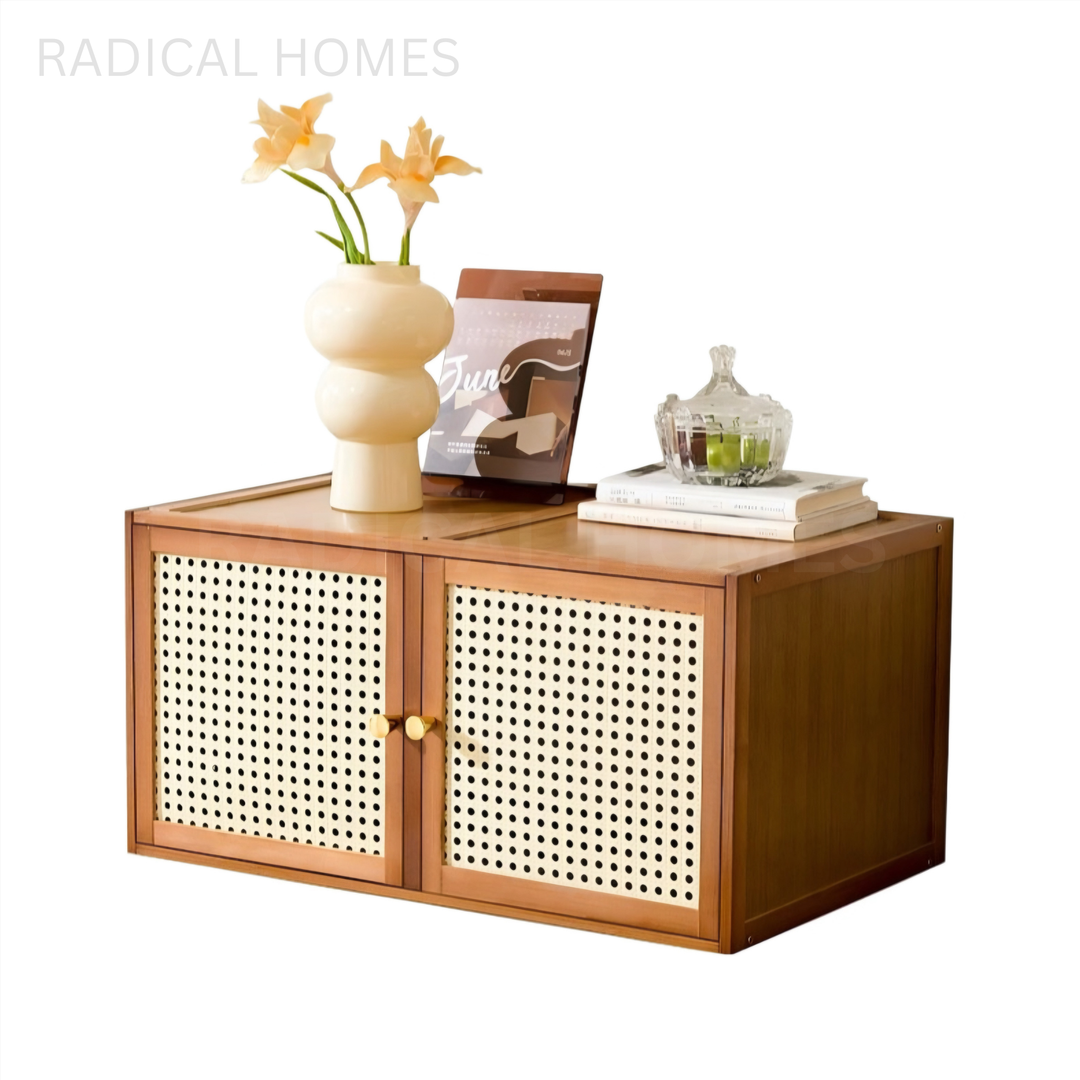 JANGEE Rustic Rattan Display Cabinet - Radical Homes Singapore