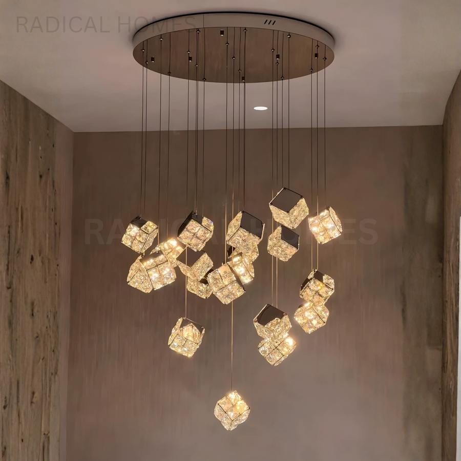 VELTARO Modern Crystal Staircase Chandelier - Radical Homes Singapore