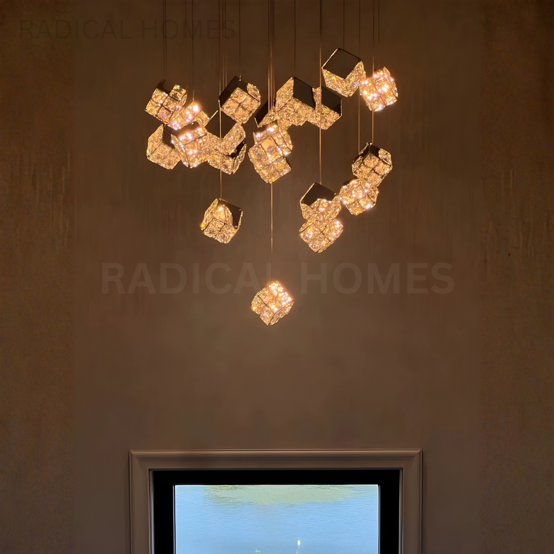VELTARO Modern Crystal Staircase Chandelier - Radical Homes Singapore