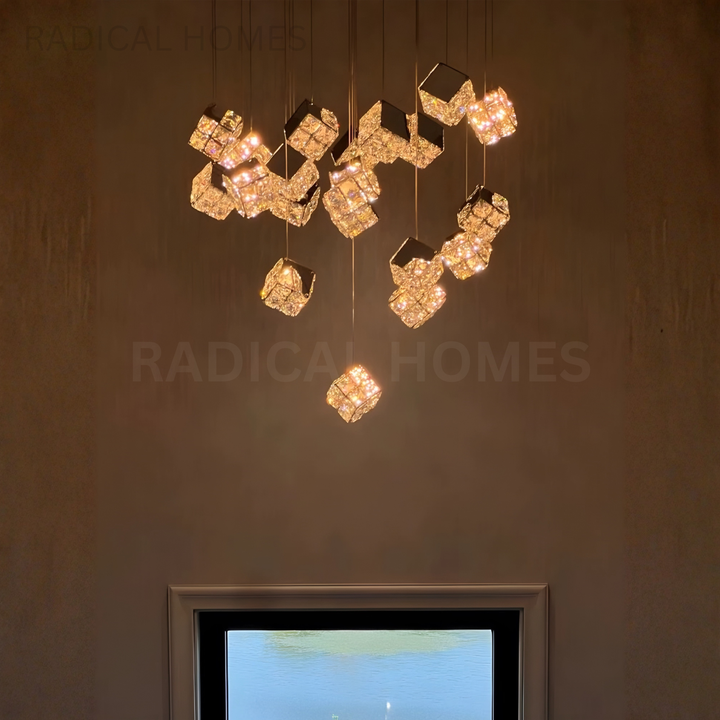 VELTARO Modern Crystal Staircase Chandelier - Radical Homes Singapore