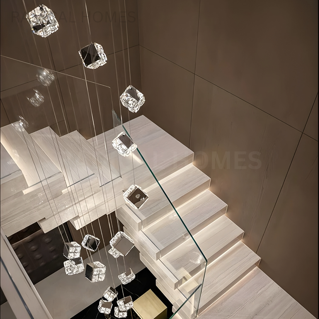 VELTARO Modern Crystal Staircase Chandelier - Radical Homes Singapore