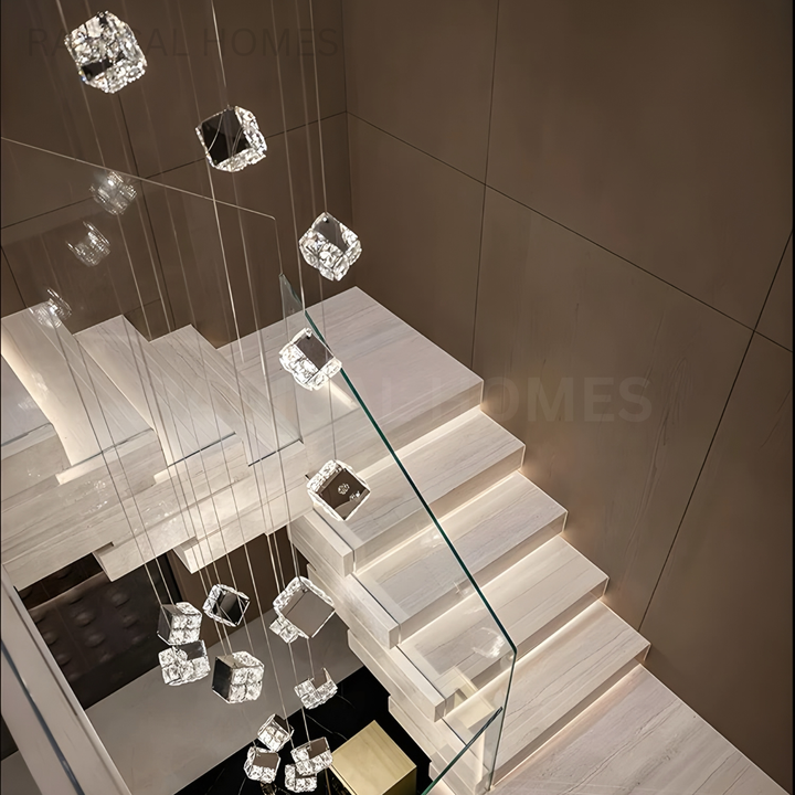 VELTARO Modern Crystal Staircase Chandelier - Radical Homes Singapore