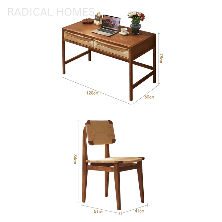 REVELLE Nordic Rattan Study Table