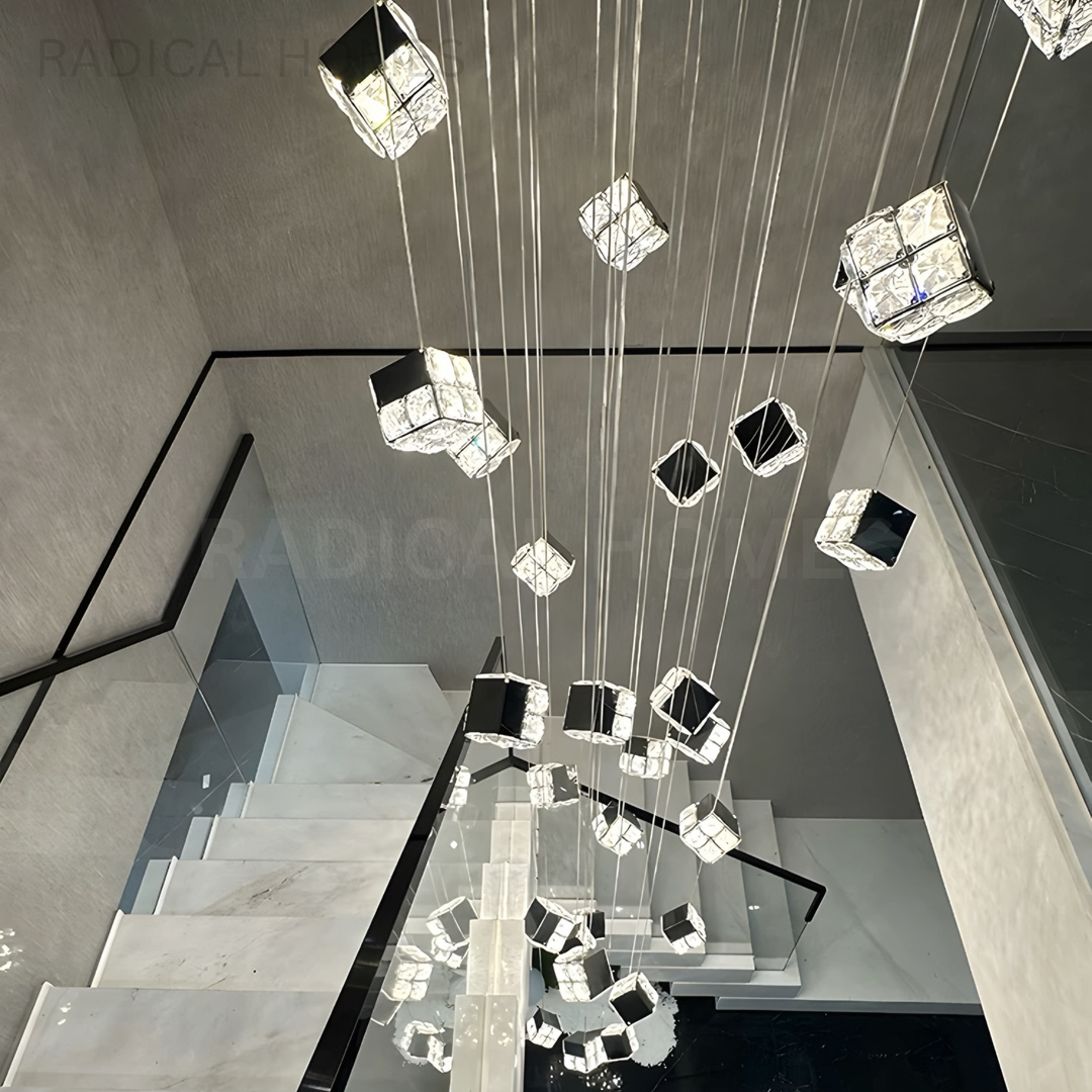 VELTARO Modern Crystal Staircase Chandelier - Radical Homes Singapore