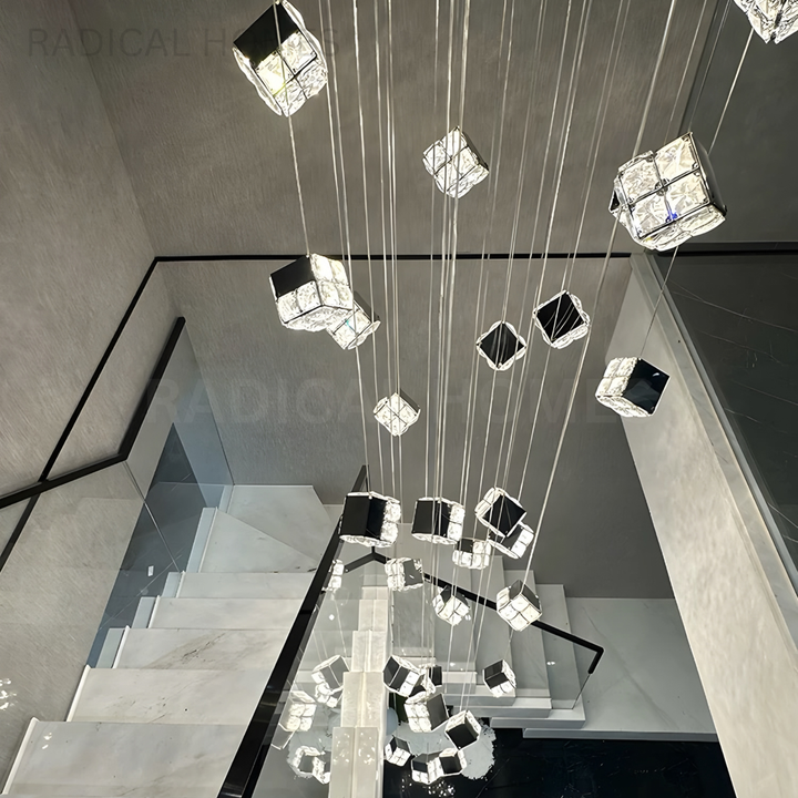 VELTARO Modern Crystal Staircase Chandelier - Radical Homes Singapore