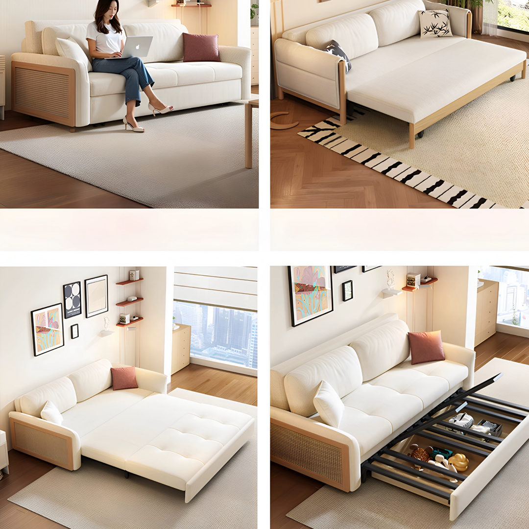 LORA Modern Rattan Storage Sofa Bed