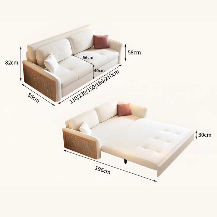 LORA Modern Rattan Storage Sofa Bed