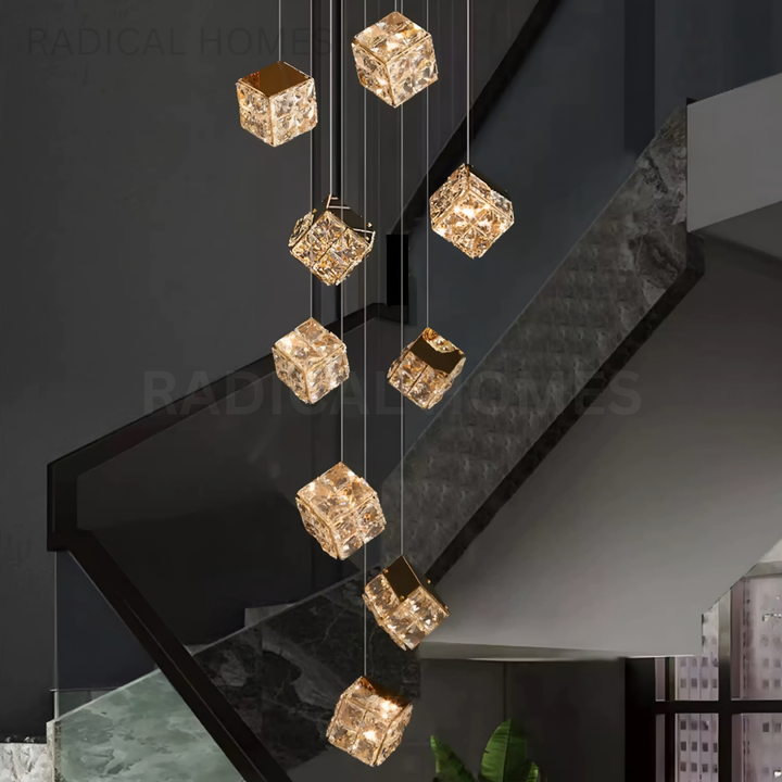 VELTARO Modern Crystal Staircase Chandelier - Radical Homes Singapore