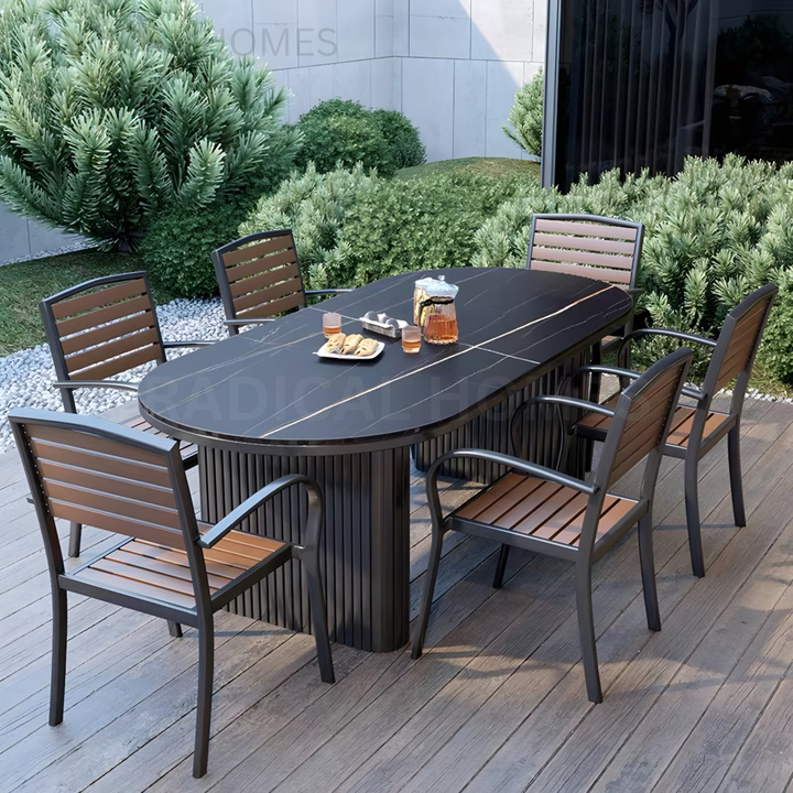 ODEAL Modern Outdoor Sintered Stone Dining Table