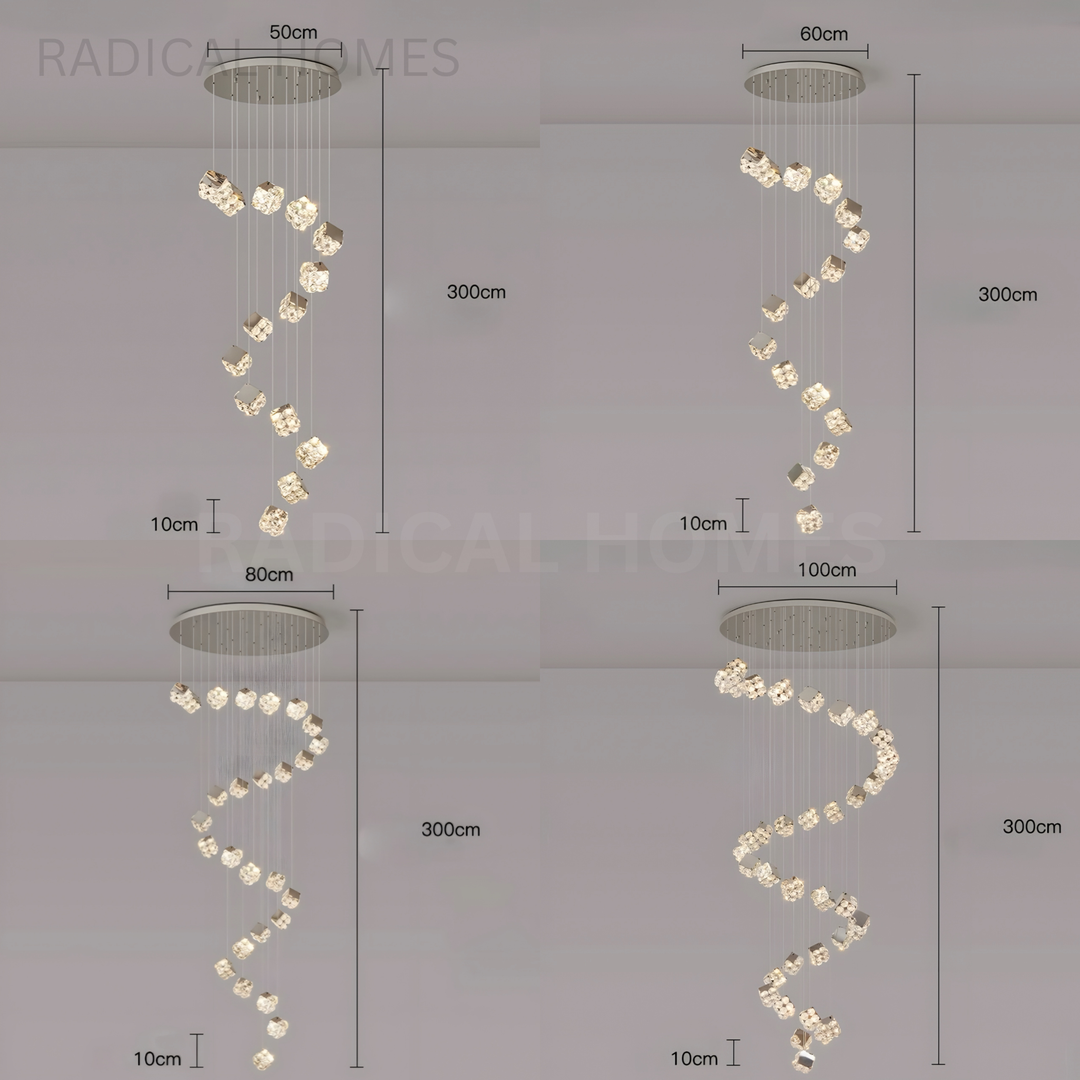 VELTARO Modern Crystal Staircase Chandelier - Radical Homes Singapore