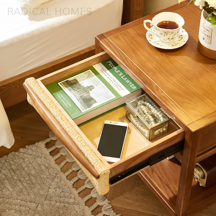 MATTEO Japandi Solid Wood Bedside Table