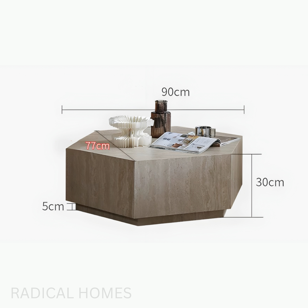TESSERA Modern Travertine Sintered Stone Coffee Table
