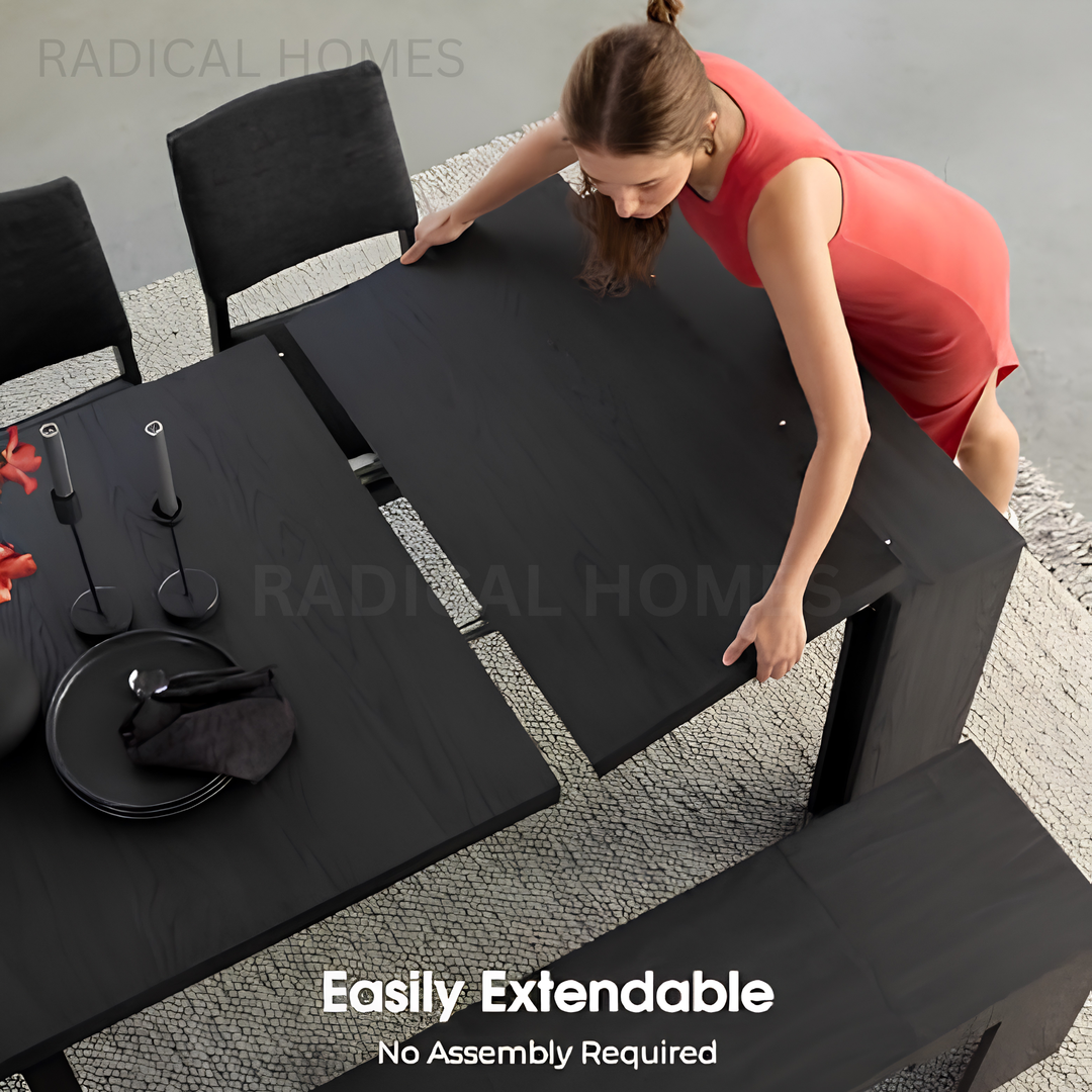 KADEN Modern Solid Wood Extendable Dining Table
