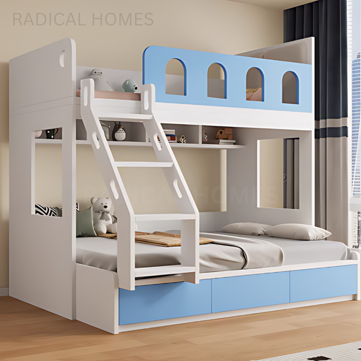 HAYES Modern Solid Wood Bunk Bedframe - Radical Homes Singapore