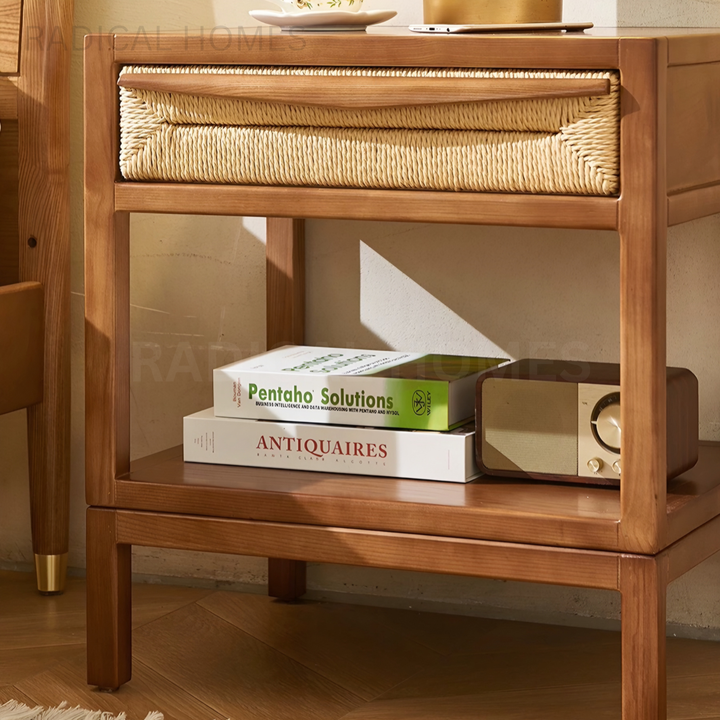 MATTEO Japandi Solid Wood Bedside Table