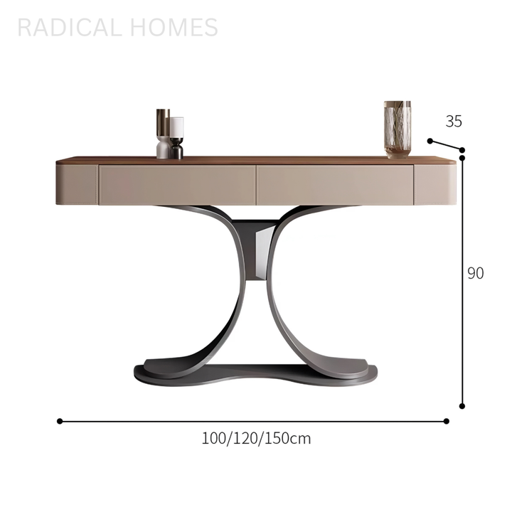 ALVARO Modern Saddle Leather Console Table - Radical Homes Singapore
