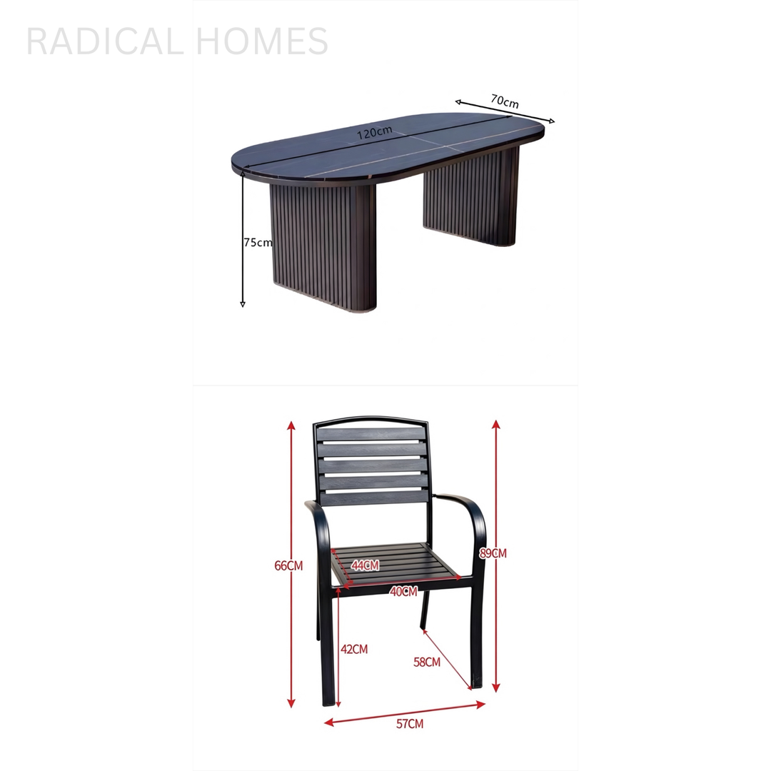 ODEAL Modern Outdoor Sintered Stone Dining Table