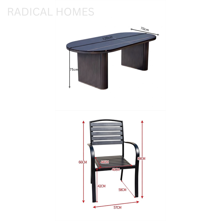 ODEAL Modern Outdoor Sintered Stone Dining Table