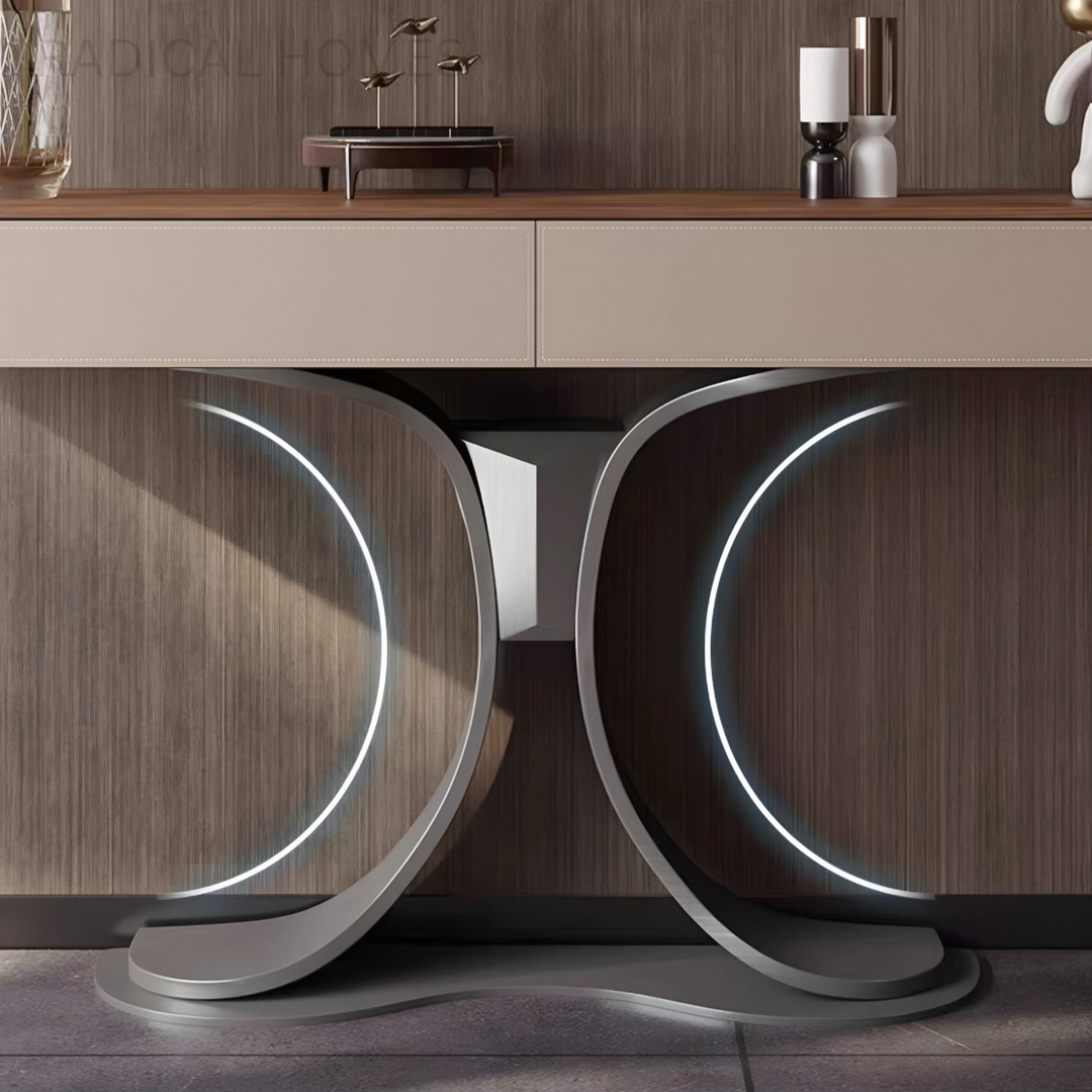 ALVARO Modern Saddle Leather Console Table - Radical Homes Singapore