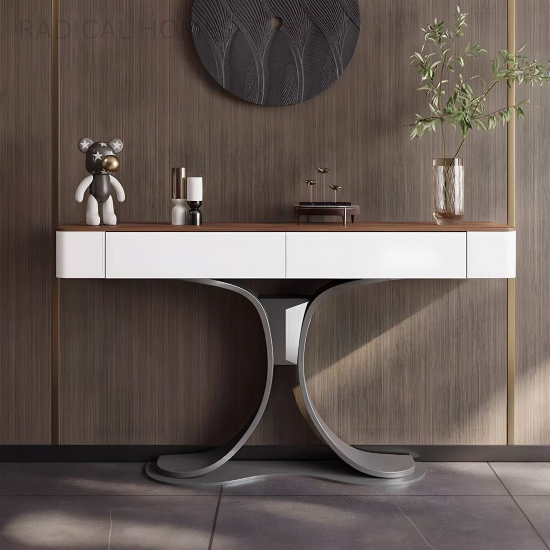 ALVARO Modern Saddle Leather Console Table - Radical Homes Singapore